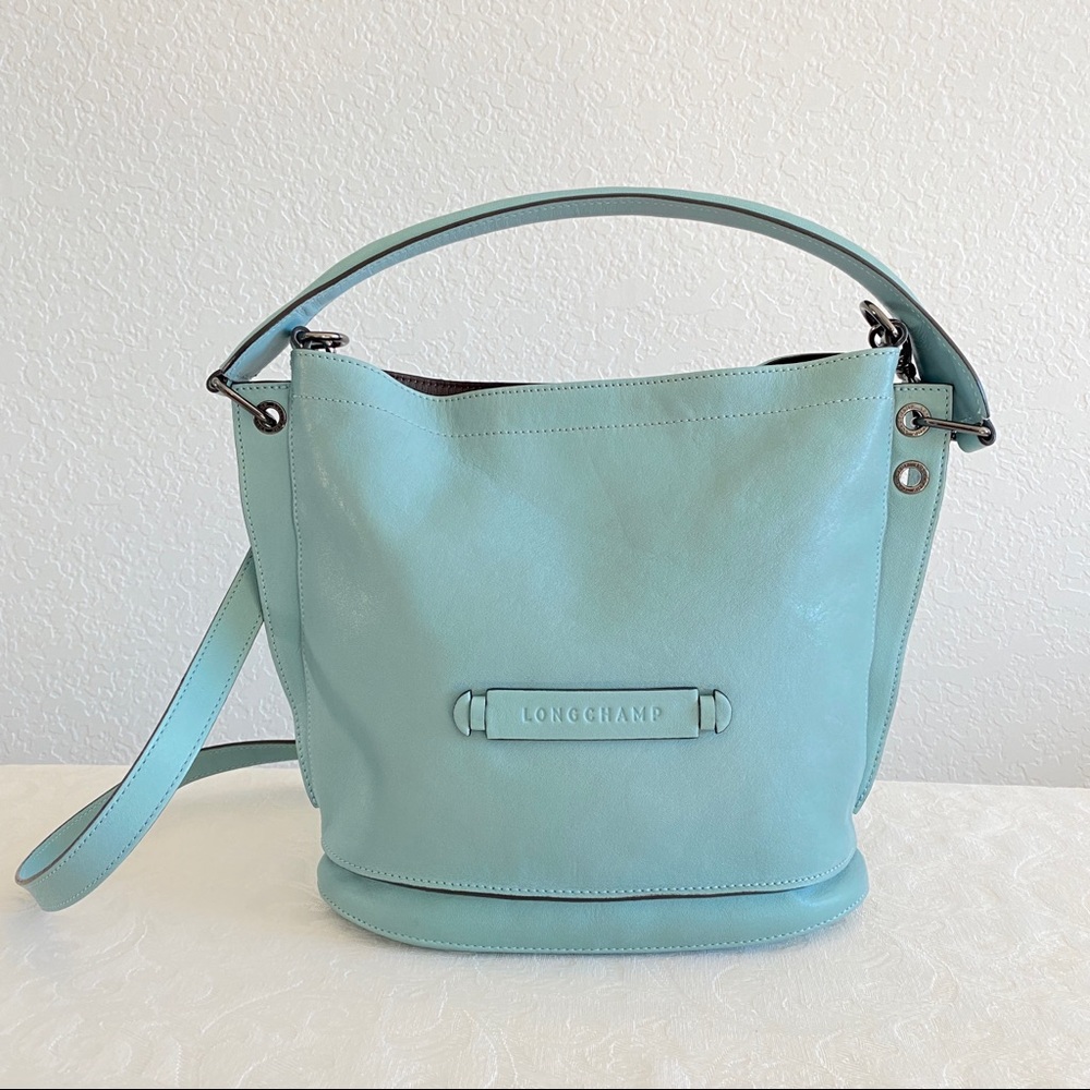 Longchamp blue 3D Leather Crossbody Hobo 2 way bag